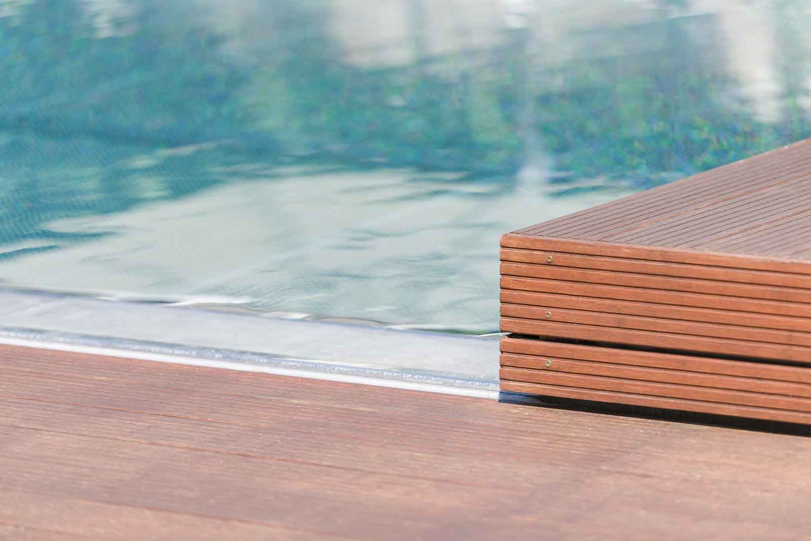 Pools, Abdeckungen, Pooldeck Detail, Ecke, Pooldeck, Ueberlaufrinne