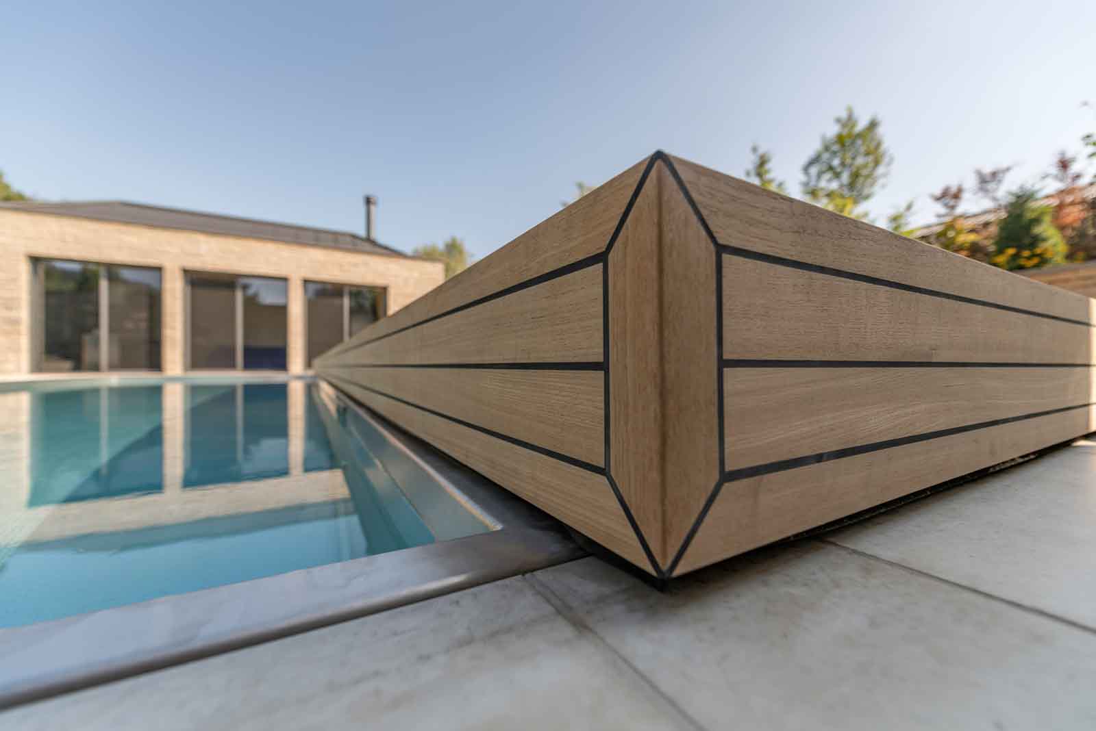 Pools, Abdeckungen, Pooldeck Ecke, Pooldeck, Schiffsdeck, Stabdecksverfugungsmasse, Teak