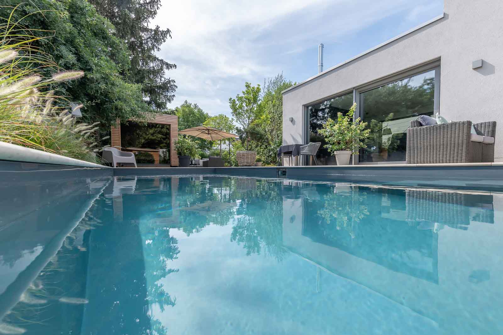 Pools, Systeme, Skimmer Beckenrand, Skimmerbecken, Wasserspiegel